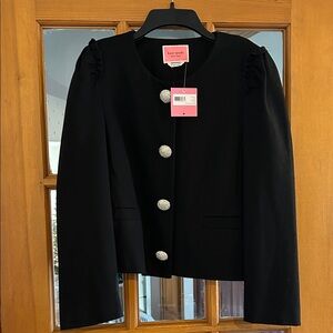 Kate Spade New York Black Blazer with Rhinestone Black Snap Buttons